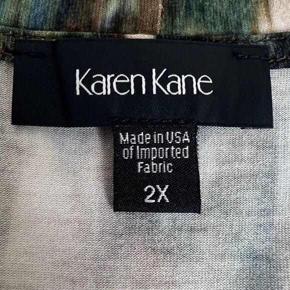 Karen Kane Dandy Girl Side Slit Top 2X Abstract Print Viscose Blend Scoop Neck - Picture 4 of 7